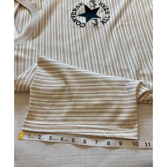 NWT Converse Gender-Free XL Striped Beige & White Tee With Chuck Taylor All Star - Picture 8 of 9